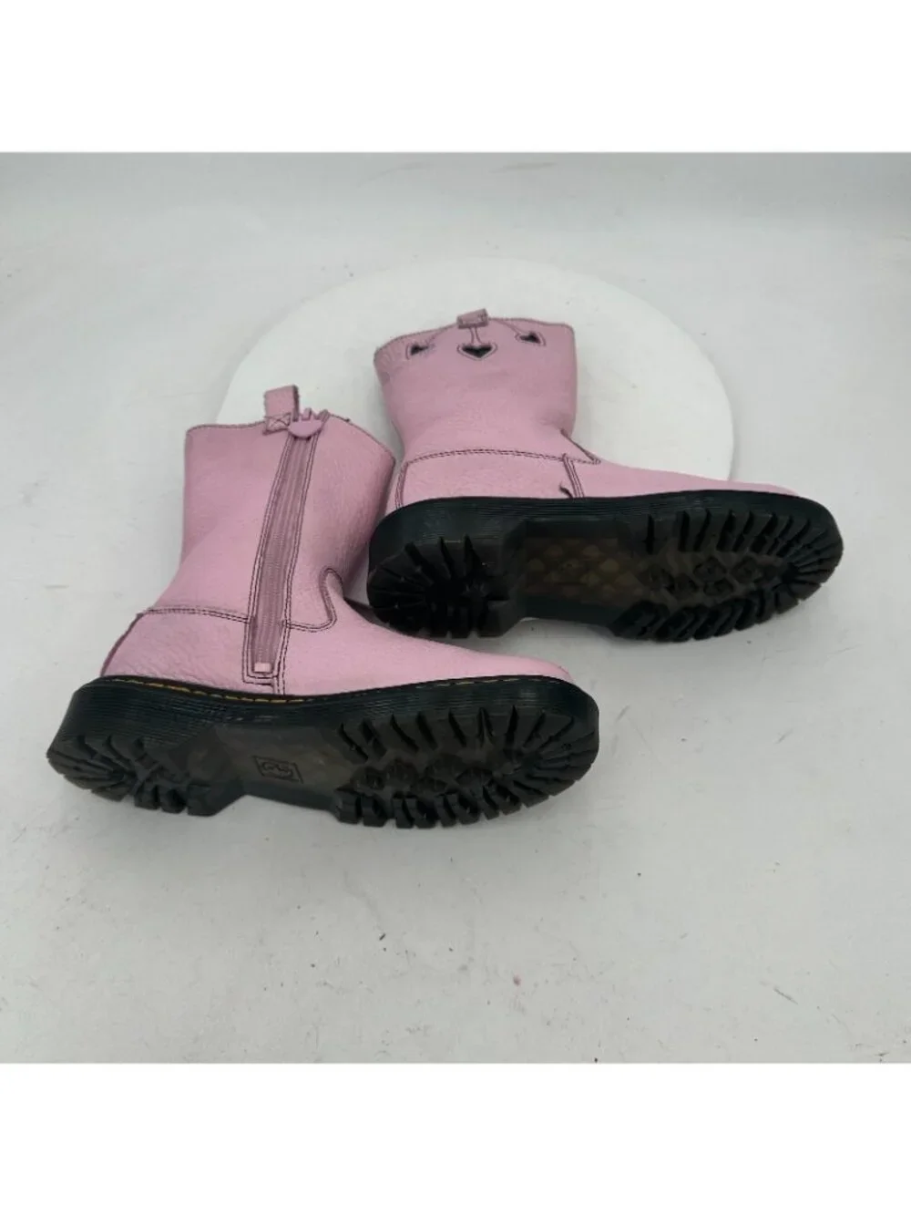 Dr Martens Bex Heart P-O Kids Girl Sz 3 Soft Pink Leather Pull On Side Zip Boot